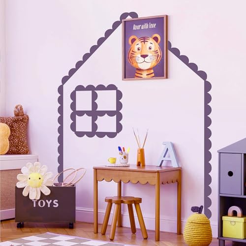 Scallop Border Wall Sticker,Door Edge Scallop Decorative Art Stickers,Scallop Peel and Stick Border,for Nursery, Kids Bedroom Living Room Home Scandinavian Boho Painting Wall Décor. (Purple Wine) - color: Purple Wine