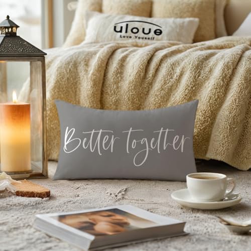 ULOVE LOVE YOURSELF Better Together Lumbar Throw Pillow Cover Romantic Couple Reversible Decorative Pillowcase12''x20'' Double-Sided Print Cushion Cover for Bed/Sofa (Grey) - color: Grey
