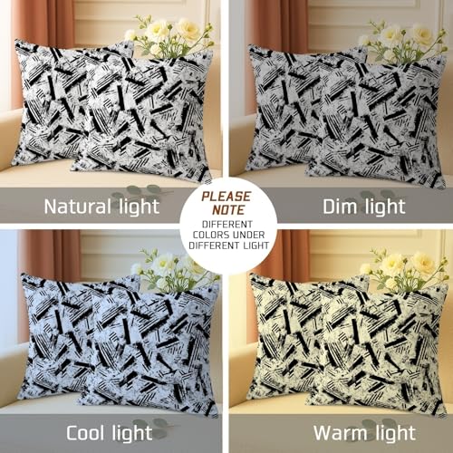 Stripes Throw Pillow Covers Set of 2, Modern Abstract Brush Patterns Texture None Black with Hidden Zipper Accents Pillows Cases for Living Room Bedroom Loft Office Car Decor 24x24 Inch - size: 24" x 24" (Pack of 2)