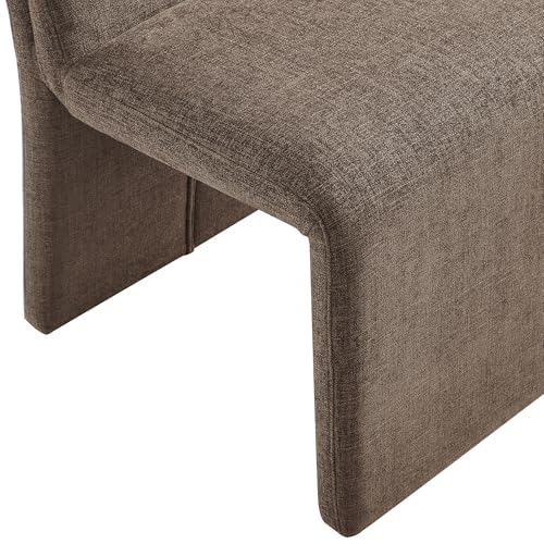 Modway Emory Fabric Slipper Dining Chair in Mocha – Upholstered Armless Dining Side Chair – Versatile Modern Accent Chair or Vanity Chair - color: Mocha