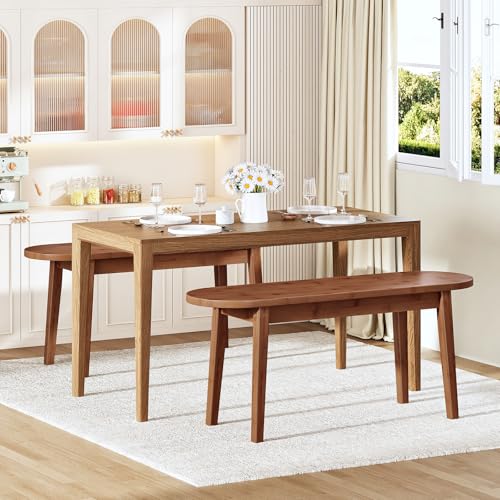 HOOBRO 39.4'' Dining Bench, Bamboo Entryway Bench, Farmhouse Kitchen Table Bench, Sturdy Dining Room Bench, Easy to Assemble, Wooden Bench for Living Room, Hallway, Bedroom, Bathroom, Mocha MA19CD01 - color: Mocha