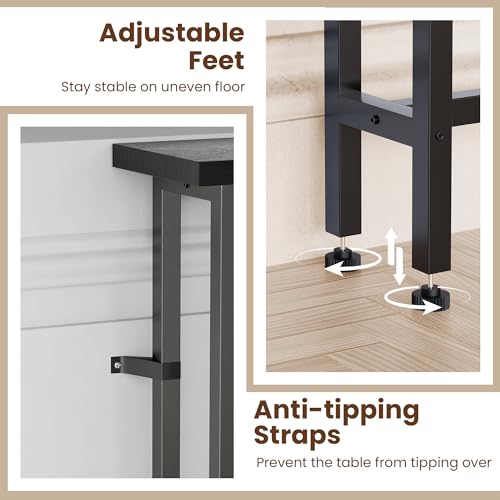 GRLEAF 78 Inch Narrow Sofa Table with Power Outlet, Extra Long Console Table Behind Couch Table with Charging Station, Skinny Entryway Table Thin Table for Living Room, Narrow Spaces (Black) - color: Black, size: 78IN