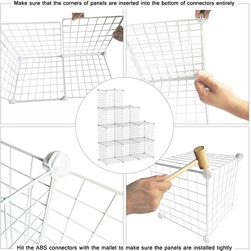 C&AHOME Wire Cube Storage, 9-Cube Organizer Metal, Wire C Grids Storage, Storage Bins Shelf, Modular Bookshelf, Closet Cabinet Ideal for Home, Living Room, Office 36.6”L x 12.4”W x 48.4”H White | Storage Bins Shelf, Modular Bookshelf Units, Closet Cabinet