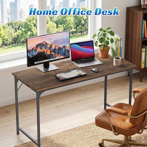 Computer Desk 47 inch Length Study Writing Table, Adjustable feet, Modern Furniture for Home Office, Brown - color: Brown, size: 47 inch