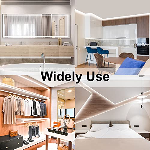 AXMOTUT 65.6ft White COB LED Strip Light, High Bright LED Strips with 320LEDs, RF Remote and UL Power Supply, 6000K Dimmable LED Lights for Bedroom, Kitchen, DIY Home Decoration, 2 Rolls of 32.8ft - size: 6000K/65.6ft