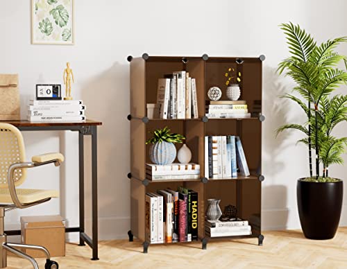 6-Cube Storage Organizer, Closet Organizer Storage Shelf Bookcase Bookshelf with Metal Hammer, Storage Cubes Organizer Cabinet for Kids, Closet, Bedroom, Bathroom, (11.8x11.8x11.8 inch) - color: Brown, size: 11.8 x 11.8 x 11.8 Inch
