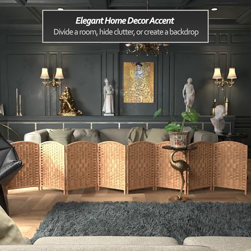 Red Lantern 2 ft. Short Diamond Weave Fiber Folding Screen - Natural - 8 Panel - color: Natural, size: 8 Panel