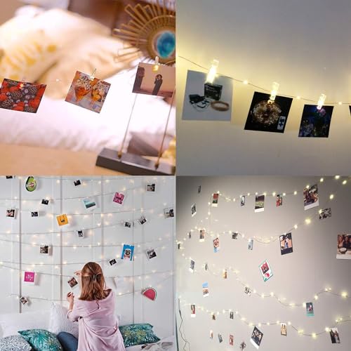33Ft Photo Clip Fairy Lights with 50 Clips - LECLSTAR 100 LED String Lights for Hanging Pictures, USB Powered - Perfect Bedroom and Wedding Decor