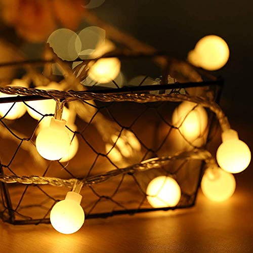 Plug in LED String Lights, 16ft/5m 50 LED Bulb Warm White Globe Fairy Lights for Holiday/Christmas/Wedding/Party Indoor Outdoor Decoration