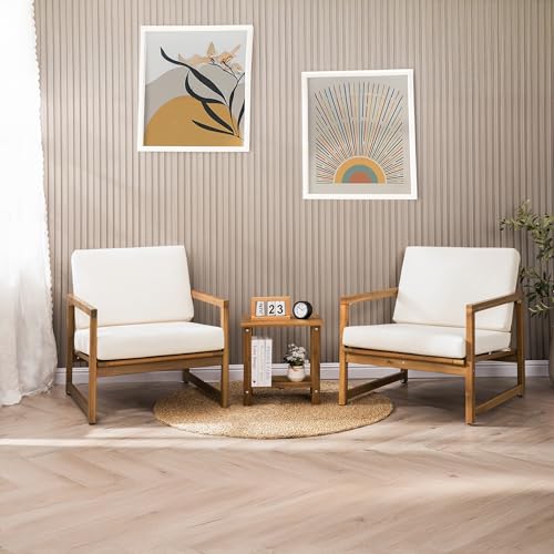 Solid Acacia Wood Side Table with 2-Tier Storage, Weather-Resistant Outdoor Indoor End Table, Natural Rustic Color Night Stand - color: Natural