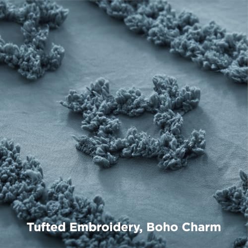 Bedsure Tufted Boho Comforter Set Twin Size - Dusty Blue Boho Bed Set, GentleSoft™ 2 Pieces Farmhouse-Style Embroidery Bedding, Gifts for Woman, Soft Jacquard Kids' Twin Comforter for All Seasons - color: 21 - Grayish Blue - Elegant, size: Twin/Twin XL