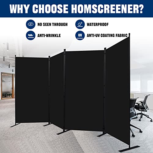 Room Divider 4 Panel-136''Wide,6FT Room Dividers and Folding Privacy Screen | Privacy Protection & No Gaps, Fabric Divider Panel for Room Partition,Freestanding Wall Divider Screen for Classroom, Office - color: Black, size: 4 Panel-136''W