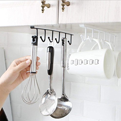 3 Pack White Under Cabinet Mug Holder, Cup Rack For 1 Inch Shelves | Save Cabinet Space By Hanging Mugs Under Shelves, Keeping Cups Organized And Easy To Access - color: a- 3pcs White