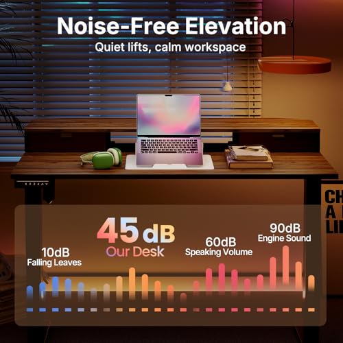 HUANUO 47.2" X 23.6" Electric Standing Desk with 2 Drawers, C-Clamp Mount Compatible, Height Adjustable Computer Desk, Home Office Stand Up Desk with 4 Preset Heights & 2 Hooks, Walnut - color: Walnut, size: 47.2" X 23.6"