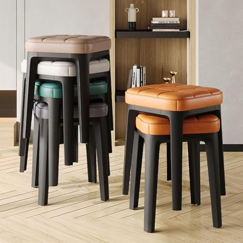 Stackable Chairs, A Set of 4 Dining Chairs with Plastic Legs Portable Upholstered Backless Design Ideal for Restaurants Kitchens - color: Green