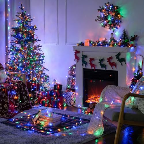 JMEXSUSS 150 LED Multicolor Christmas Tree Lights Indoor Outdoor Waterproof | 59 Ft Connectable Colorful Christmas String Lights Plug in, 8 Modes Multi-color String Lights for Patio Party Holiday Decor - color: Multicolor, size: 150 LED