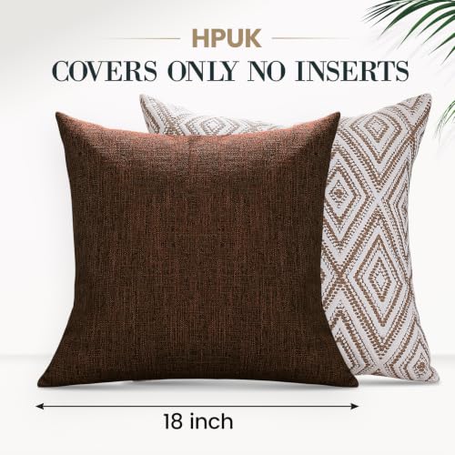 HPUK Throw Pillow Covers 18x18, Set of 4, Chocolate Couch Pillow Covers | Polyester fabric, patterned and solid designs, hidden zippers, machine washable, for sofas and beds, inserts not included - color: Chocolate, size: 18" x 18" (Pack of 4)