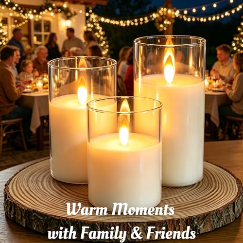 Two Months Rechargeable Motion Sensor Flameless Candle, Auto Switch On/Off | Rechargeable Pillar Fake Candles with Remote, Warm Color for Halloween, Christmas, Home Fall Decor, Ideal Gift for Women - color: White Motion Sensor-3PCs