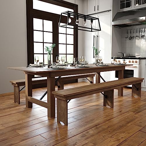 Flash Furniture Hercules 108x40 in Folding Table | Commercial Grade, Foldable Locking Legs, Farmhouse, Rustic