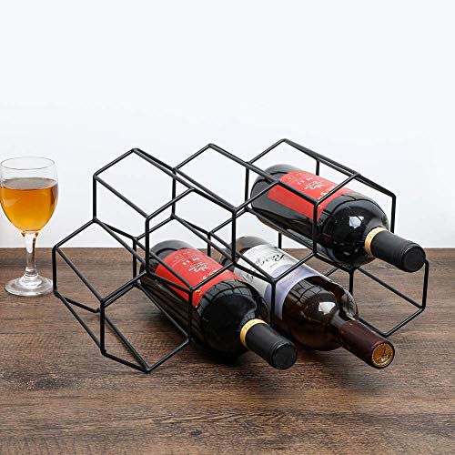 Urban Deco Small Wine Rack 9 Bottle Holder - No Need Assembly Modern Metal Wire Black Wine Storage for Countertop Table Top Coffee Bar Kitchen - color: Black, size: 9 Bottles