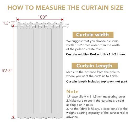 H.VERSAILTEX Linen Blackout Curtains Durable Thick Textured Linen Look 100% Blackout Patio Door Curtain Anti Rust Grommet Extra Wide Sliding Door Curtain Panel, Natural,W100 x L108 inch - color: Natural, size: 100"W x 108"L (Pack of 1)