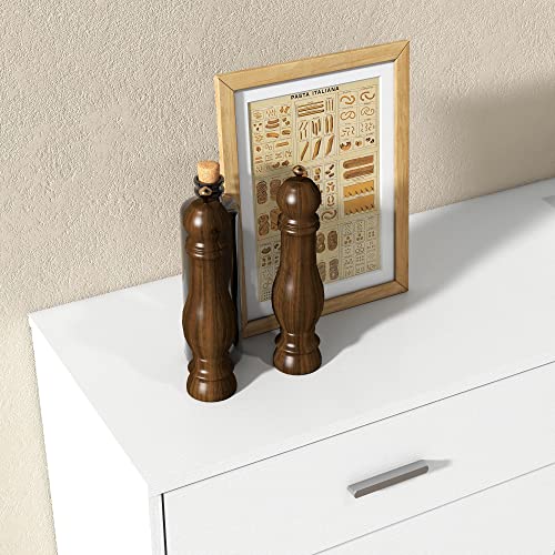 Panana Wooden 5/6 Drawer Dresser, Wide Modern Chest of Drawers, Organizer with Storage Drawers for Living Room Bedroom Hallway Closet (White, 6 Drawers) - color: White