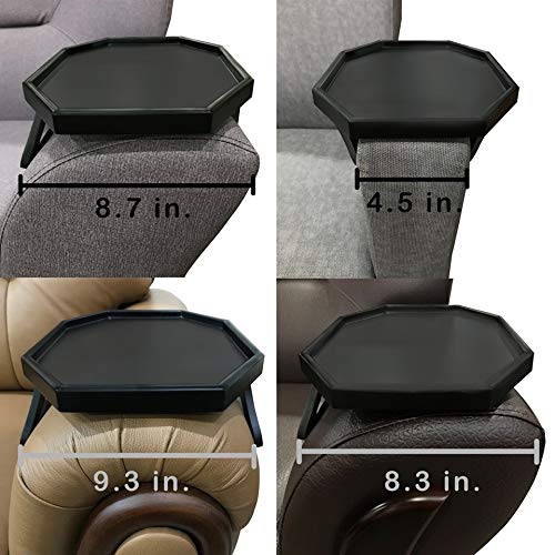 Sofa Arm Clip Table, Armrest Tray Table, Drinks/Remote Control/Snacks Holder (Plastic, Black) … - color: Black