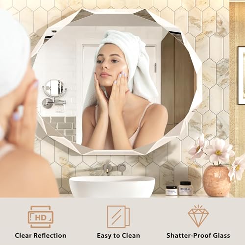 30x36 Inch Bathroom Mirrors for Over Sink, Round Frameless Mirrors for Wall | Beveled Bathroom Mirror, Bathroom Vanity Circle Mirror for Bedroom Living Room Entryway Home Decor - color: Round, size: 36"L x 30"W