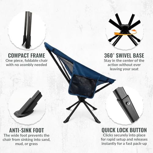 360 Swivel Camping Chair, Folding Portable Outdoor Camp Chair | A 360-degree swivel camping chair that turns to face the action, then folds down compact to carry anywhere.