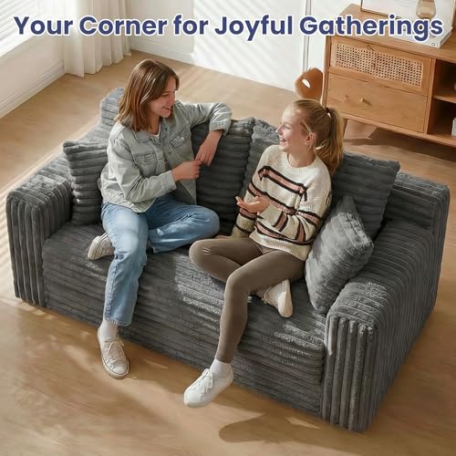 3-in-1 Convertible Sofa Bed: Boneless Loveseat Sleeper & Folding Couch Bed with 4 Pillows & Detachable Cushion, Furry Futon Couch for Bedroom, Apartment, Office and Living Room, No Assembly, Grey - color: D-grey, size: Loveseat Sofa