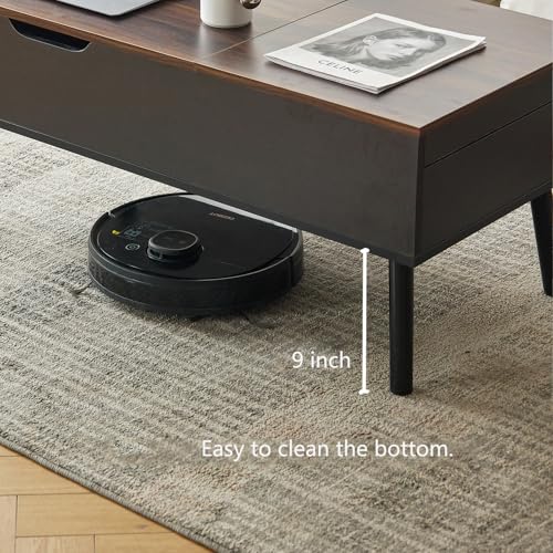 Lift Top Coffee Table with Storage for Living Room, Walnut Black | Large Hidden Compartments, Lifting Top, Slide Desktop, Modern Wooden Coffee Tables, for Home Office