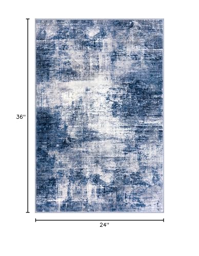 Small Abstract Area Rug 2x3 Ft Entryway Rugs Washable Door Mat Indoor Entrance, Rubber Backed Throw Rugs, Printed Faux Wool Non Slip Floor Carpet for Foyer Front Door Sink, Navy/Grey - color: Navy/Grey/White, size: 2' x 3' (Rectangular)