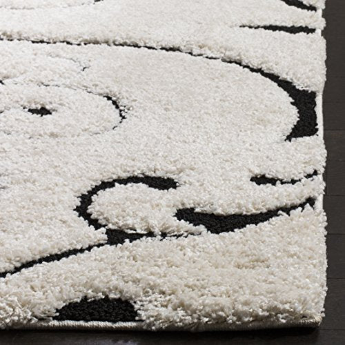 SAFAVIEH Florida Shag Collection Accent Rug - 2'3" x 4', Ivory & Black, Scroll Design, Non-Shedding & Easy Care, High-Low Plush Pile, Ideal for Bedroom, Foyer, Hallway (SG455-1290) - color: Ivory/Black, size: 2'3" x 4' (Rectangular)