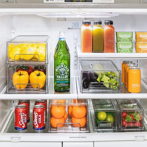 Sorbus Small Wide Clear Storage Drawers (6 Pack) β Stackable Storage Drawers for Pantry, Fridge, or Cabinet β Slide Out Clear Bins with Handles for Organizing - size: 6 Pack