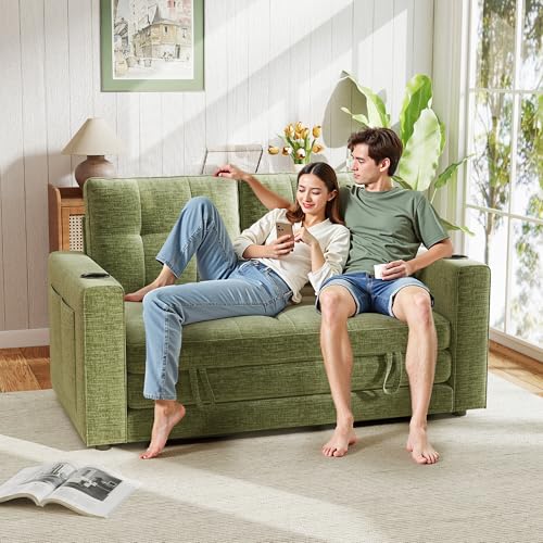 Convertible Sofa Bed, Folding Sofa Bed 2 in1 Pull Out Loveseat Sleeper Sofa, Floor Sofa Bed for Small Spaces Folding Couch Bed with Pillows for Living Room Bedroom - Green - color: Green