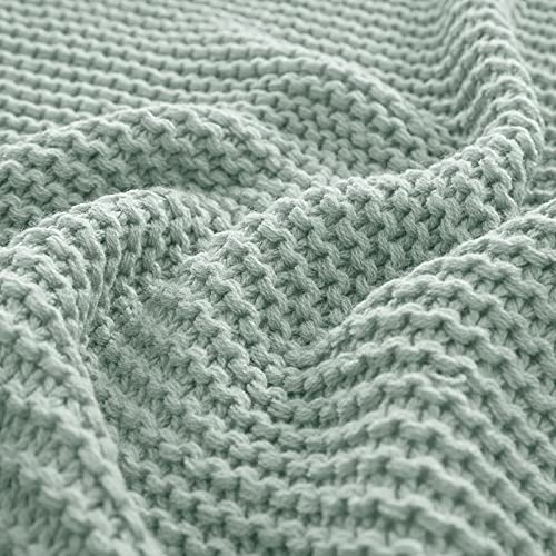 RUDONG M Knitted Throw Blanket with Fringe, Sage Green Knit Throw Blanket for Couch Bed Sofa 50 x 60 Inch - color: Sage Green, size: Throw(50" x 60")
