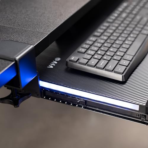 VIVO Large Under Desk Keyboard Tray with RGB LED Side Lights, C-clamp Mount, 27 (33 Including Clamps) x 11 inch Slide-Out Platform Computer Drawer for Typing, Carbon Black, MOUNT-KB05EL