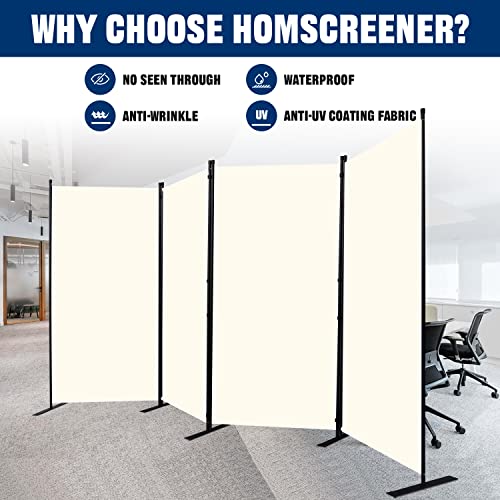 Room Divider 4 Panel-136''Wide,6FT Room Dividers and Folding Privacy Screen | Privacy Protection & No Gaps, Fabric Divider Panel for Room Partition,Freestanding Wall Divider Screen for Classroom, Office - color: Beige, size: 4 Panel-136''W
