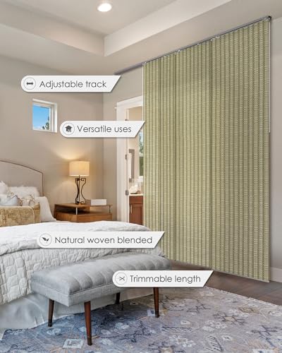 Deluxe Vertical Blinds Brown 45.8"-86" x 96", Versailles | Deluxe Designer Royal Brown Woven Panel Blinds for Patio Doors and Room Dividers with Adjustable Track - color: Versailles