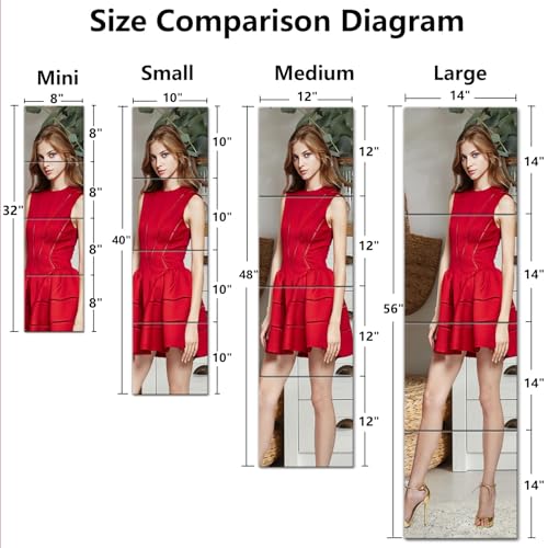 Unbreakable Full Length Mirror for Wall Mounted, Over The Door Mirror, 12 x 12 Inches x 4 Pack, Full Body Safe Shatterproof Mirrors for Kids, Workout Mirrors for Home Gym, Acrylic Plastic Bedroom - size: 48"L x 12"W