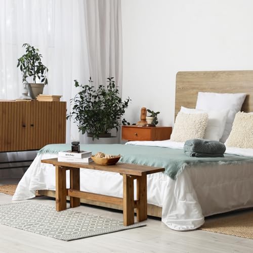 Reclaimed Solid Wood Bench, 43.3" Farmhouse Entryway Bench | Narrow Indoor Bench with Rustic Charm, Hallway, Kitchen, Dining, Bedroom - size: 43.3 Inch