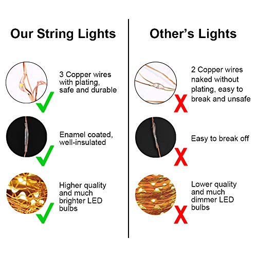 LED String Lights 99ft UL Listed Plug in Fairy Lights 300 LED Warm White Waterproof Copper String Lights with ON/Off Switch for Bedroom Patio Birthday Wedding Valentines Day Decor - color: 99FT Warm White