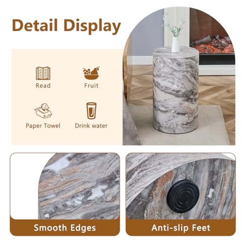 Round Coffee Table Set for 2, Modern Living Room Table Set, Faux Marble Wood Center Table Set, No Assembly Required - Ready to Use - color: 24'' Marble Gray, size: 24'' Coffee Table Set of 2