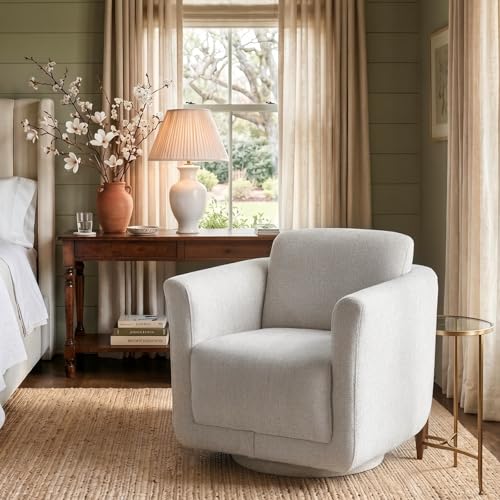 Swivel Accent Chairs Set of 2, Fully Assembled Chenille Barrel Chairs, Gray | 360° Swivel chairs set of 2, 350 lbs capacity, solid wood frame, ergonomic reading chair, modern accent chair for bedroom - color: Grey, size: Set of 2