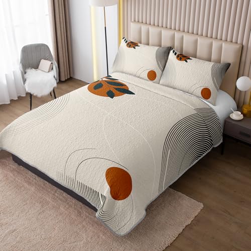 AILONEN Boho Mid Century Bedding Sets,Vintage Geometry Quilt Set King Size,Modern Minimalist Simplistic Bedspread Coverlet - Soft Lightweight 3Pcs 1 Quilt with 2 Pillowcases,Brown - color: Geometry30, size: King
