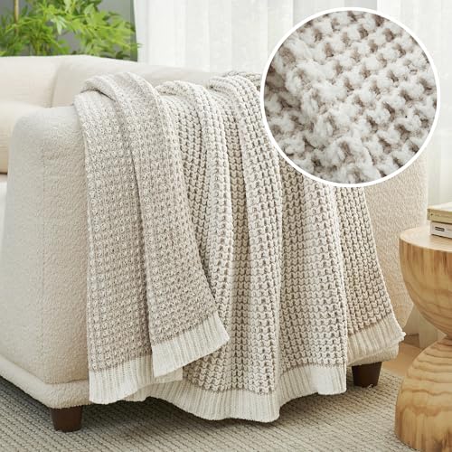 Knit Throw Blanket, Soft Chenille Cozy Breathable Pineapple Chunky Decorative Blanket for Couch, Bed & Sofa, French-Inspired Lightweight Warm Gift for Women, Beige, 60"x80" - color: Pineapple Beige&ivory, size: Pineapple Knit 60"x80"