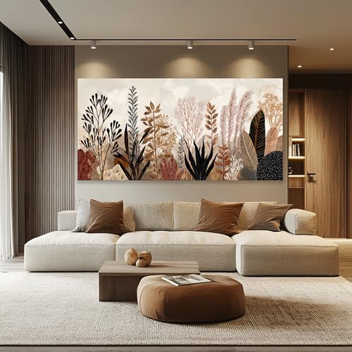 Dimpaga Canvas Wall Art Decor Boho Brown Canvas Art Wall Decor For Living Room Black Nature Botanical Wall Art Decor Artwork Modern Wall Art Decor Artwork For Home Bedroom Office Wall Decor 20×40 Inch - color: D-01L, size: 40"L x 20"W