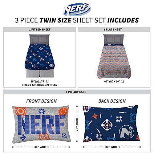 Franco Kids Bedding Super Soft Sheet Set, Twin, Hasbro Nerf - color: Hasbro Nerf, size: Twin
