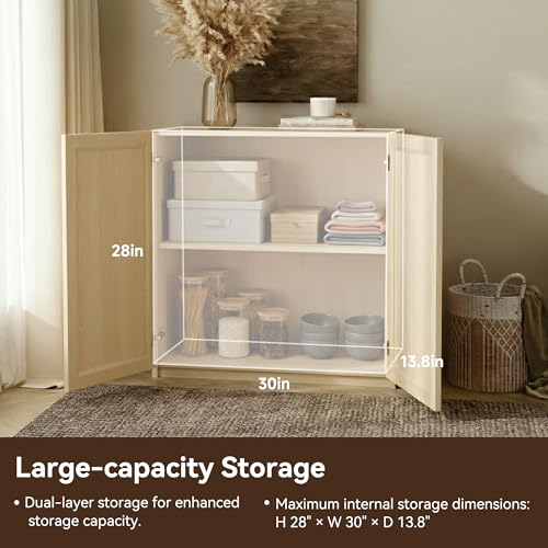 FENSULN Modern Sideboard Accent Buffet Storage Cabinet Display Buffet Cabinet Credenza with Adjustable Shelves for Dinging Room Living Room Entryway Coffee Bar,Beige - color: Beige