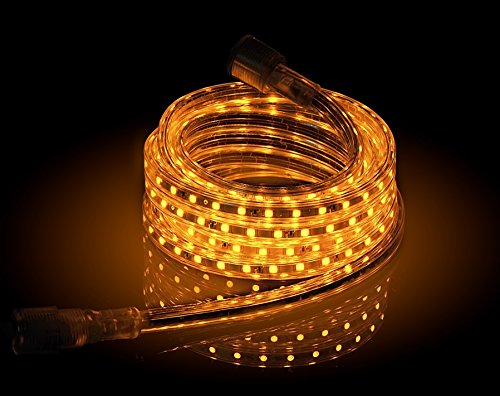 UL Listed, 13 Feet,Super Bright 3600 Lumen, Yellow, Dimmable, 110-120V AC Flexible Flat LED Strip Rope Light, Commercial Grade, Indoor Outdoor use, Ready to plug n shine - color: Yellow